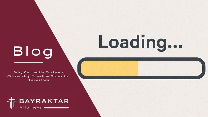 ["A horizontal digital illustration showing a loading bar stuck in progress, symbolizing delayed citizenship by investment applications in Turkey"]